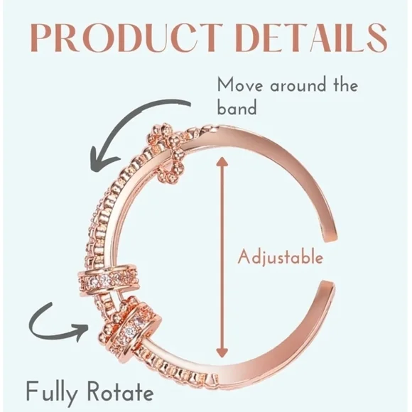 3PCs Spinner Ring Fidget Ring Anxiety Ring - Picture 3 of 8